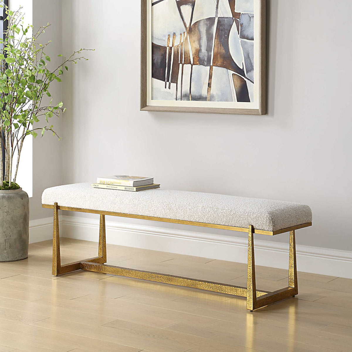 Midas - Bench - Antique Gold &amp; White