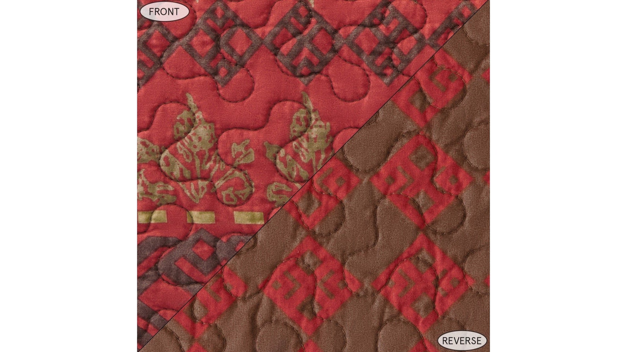 Rushmore - Full/Queen Reversible Quilt Set Set of 3 - Red / Brown