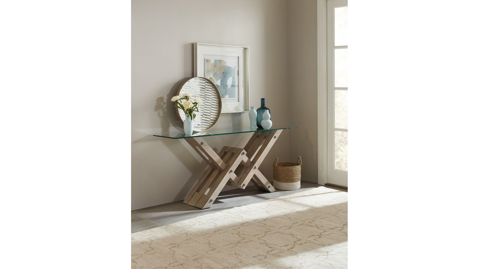 Affinity - Glass Top Accent Console - Gray