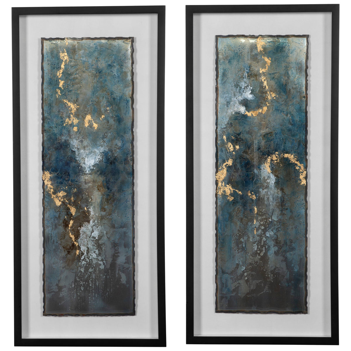 Glimmering Agate - Abstract Prints (Set of 2) - Blue