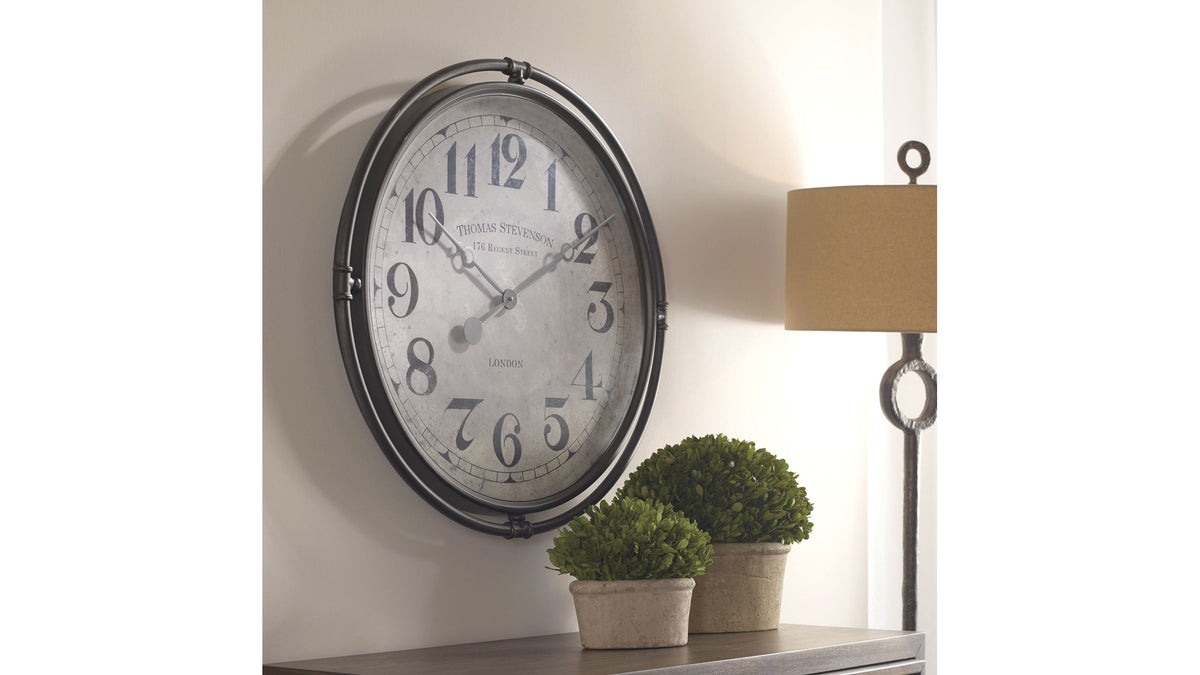 Nakul - Industrial Wall Clock - Silver