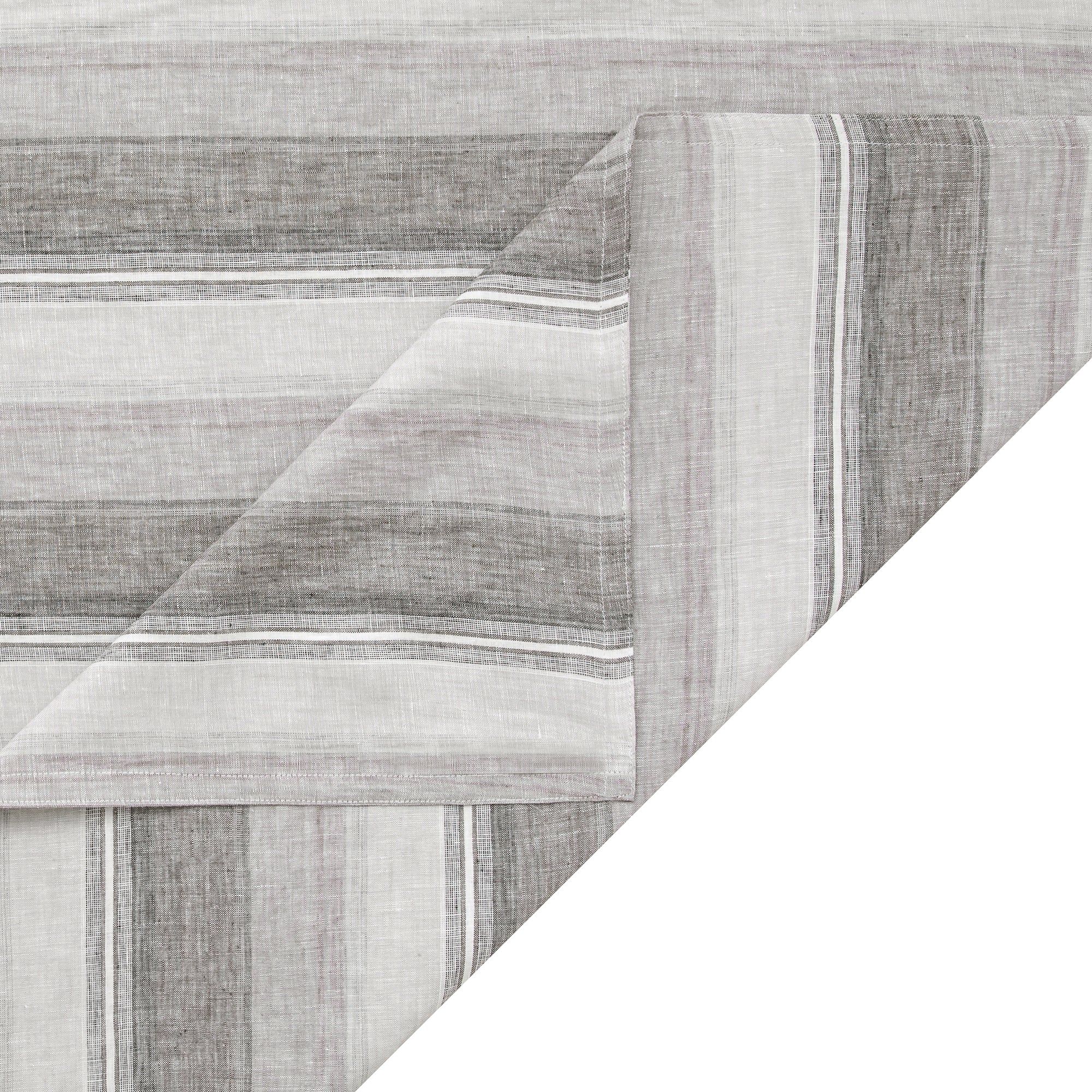 100% French Flax Linen - Queen Variegated Stripe Duvet Cover Set (Set of 3) - Charcoal