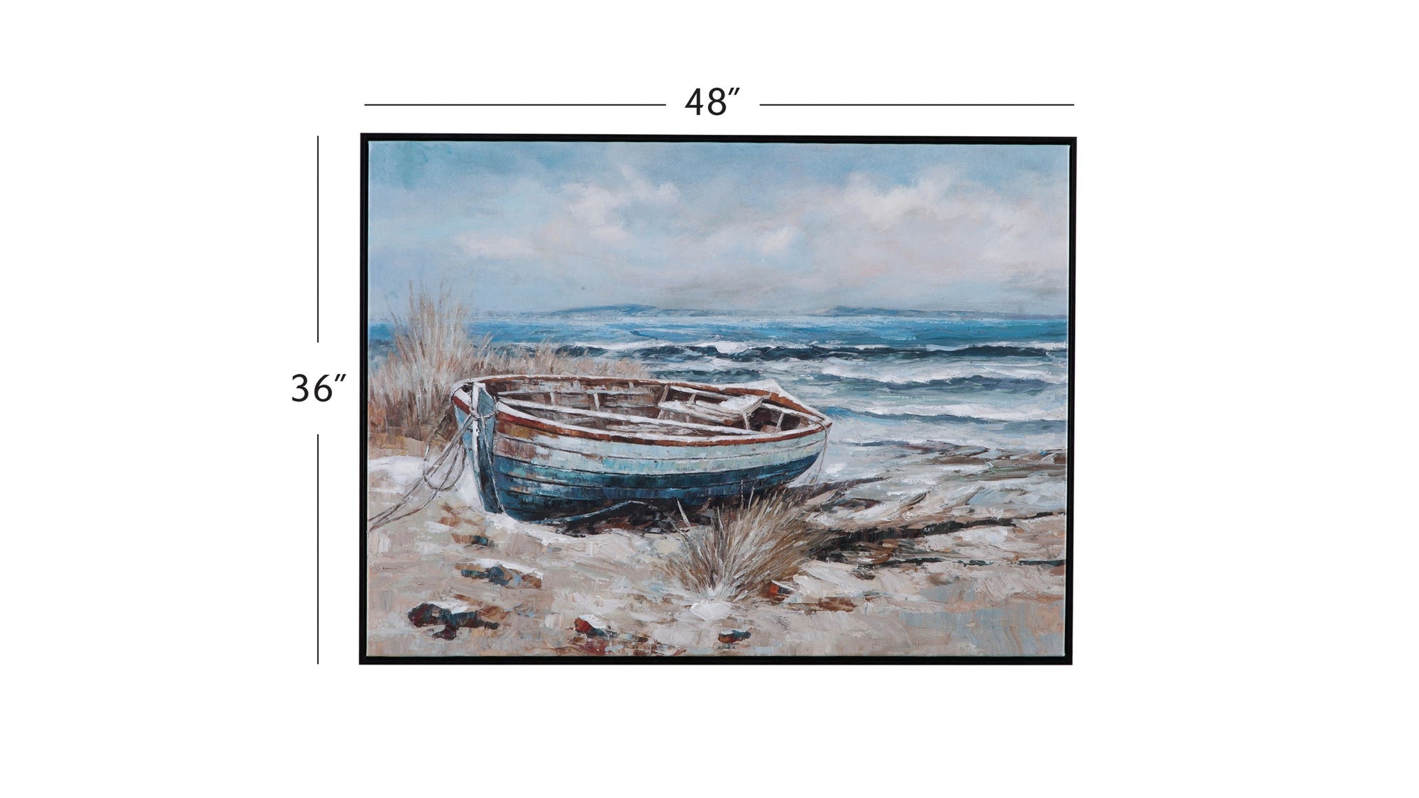 Mo Bay Framed Canvas - Blue / Light Brown