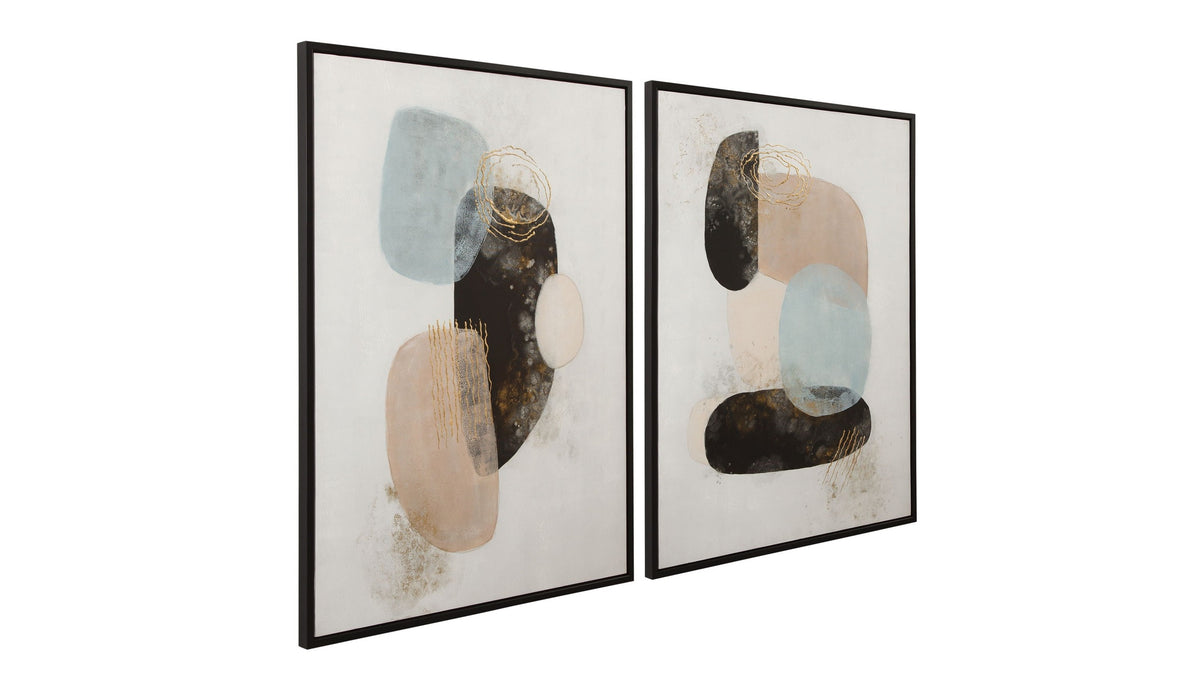 Athena Framed Canvas Set of 2 - Gray / Beige