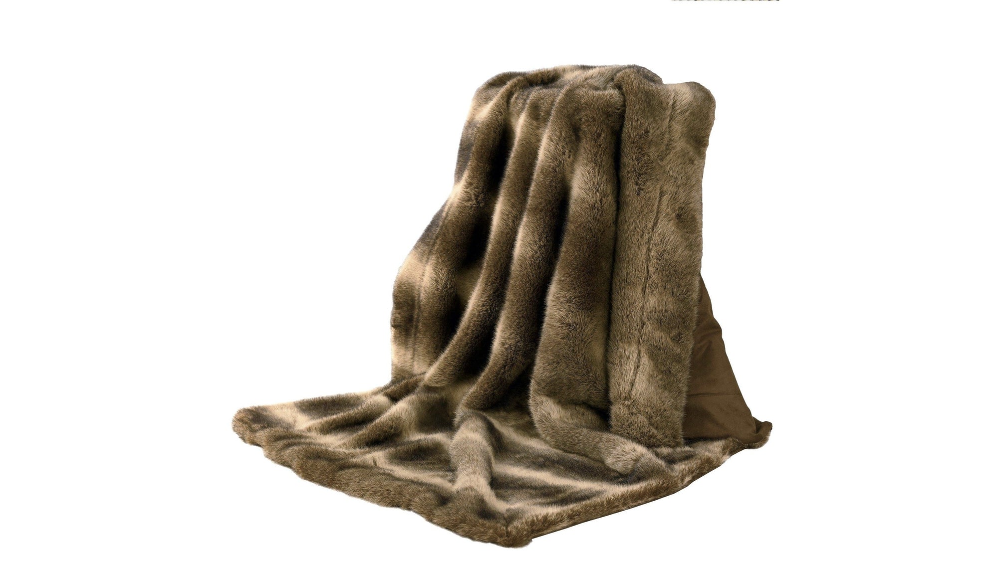 Wolf Fur - Faux Wolf Fur Oversized Throw Blanket - Brown