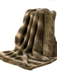Wolf Fur - Faux Wolf Fur Oversized Throw Blanket - Brown