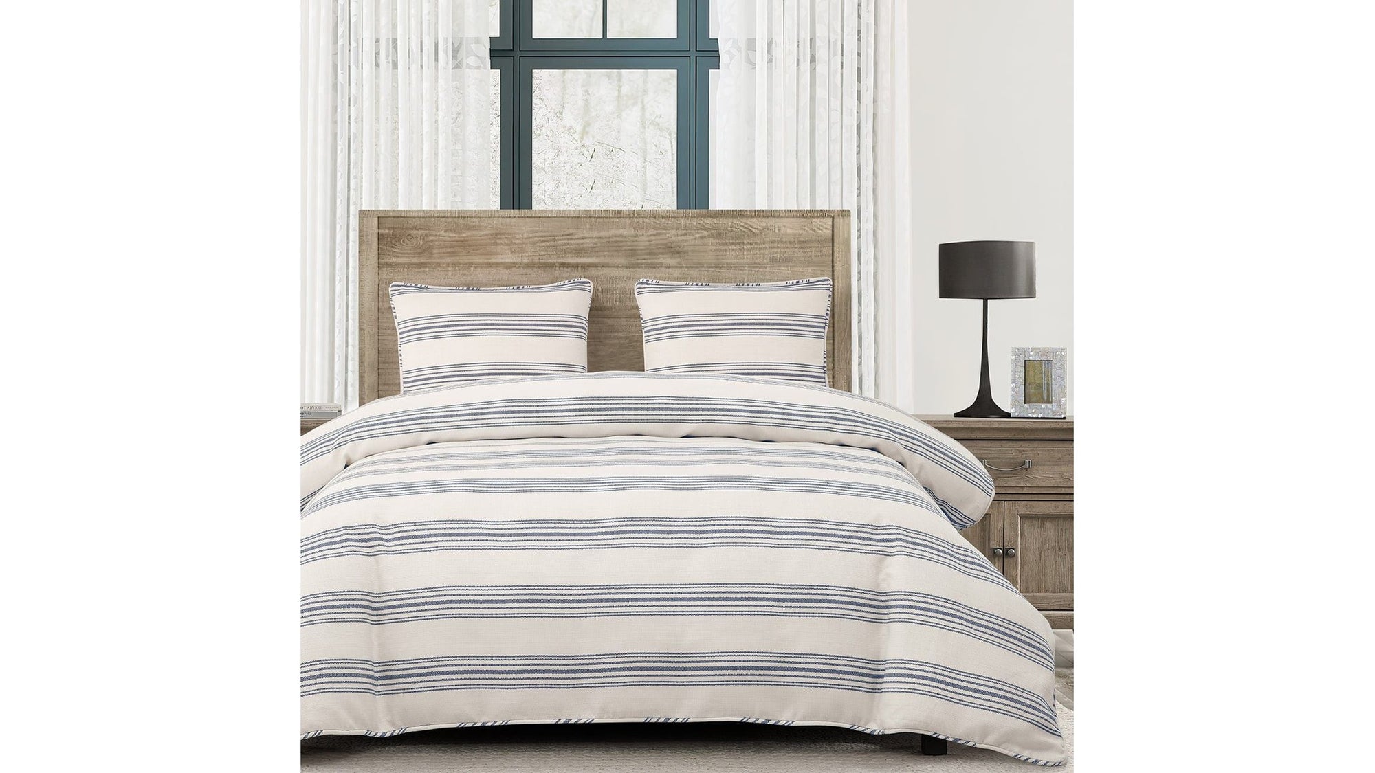 Prescott - King Duvet Cover Set Set of 3 - Navy