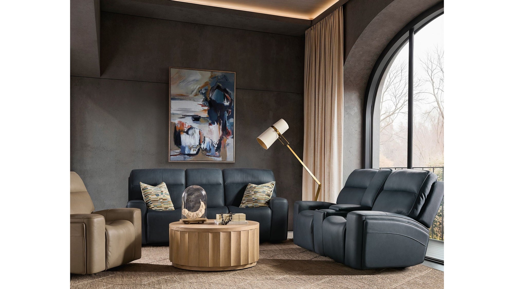 Riverton - Power Sofa With Power Headrest And Lumbar - Black