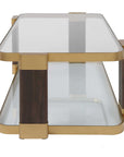 Ryles - Glass Coffee Table - Brass / Brown / Woodtone