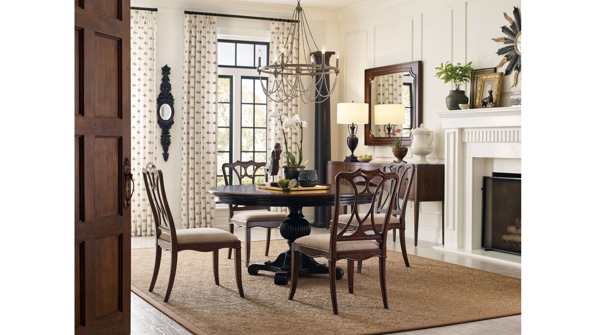 Charleston - Round Pedestal Dining Table With 1-20" leaf - Dark Brown