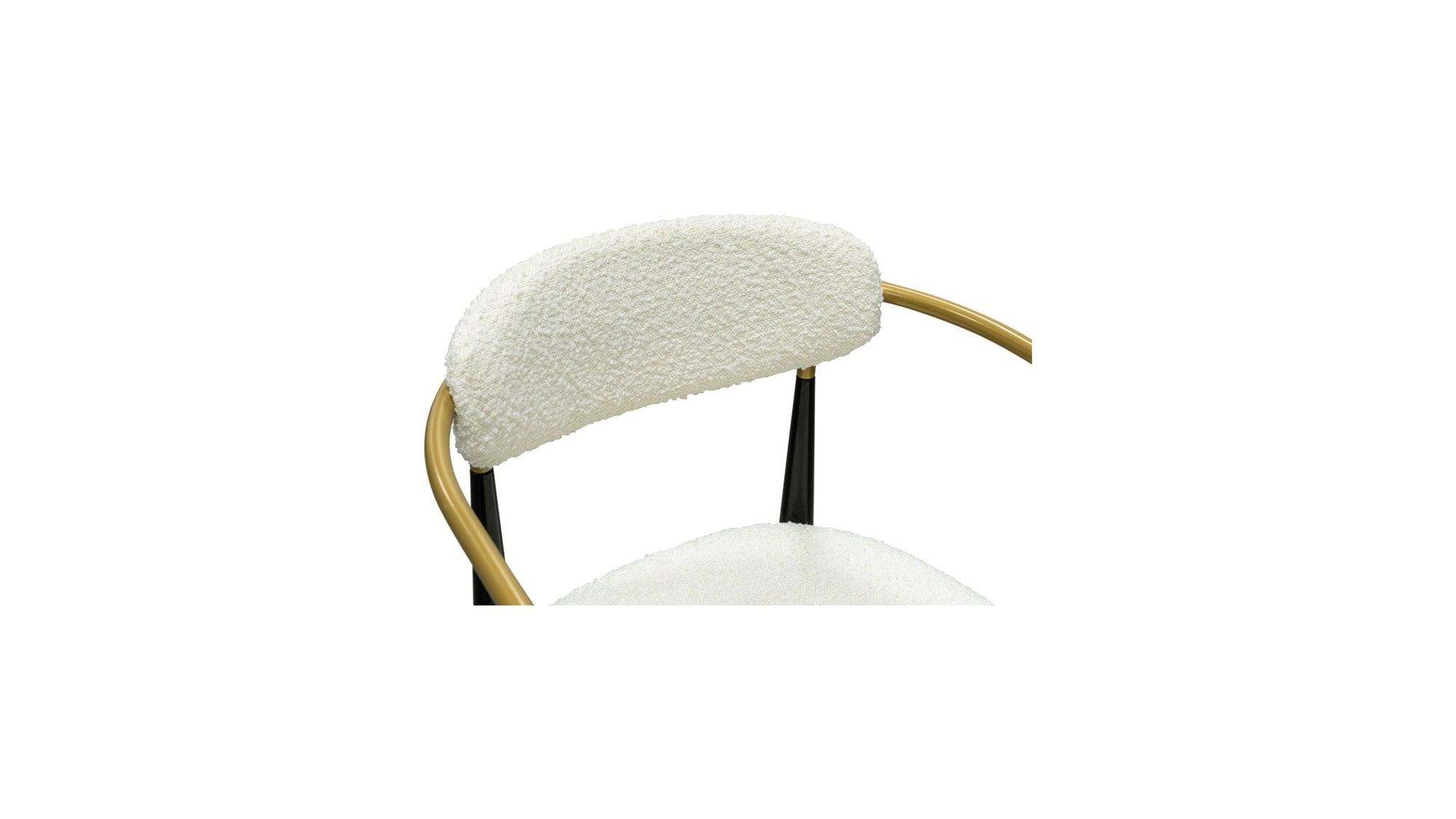 Jenson - White Dining Chair - Semi-Gloss Black /Brushed Gold / Ivory Boucle
