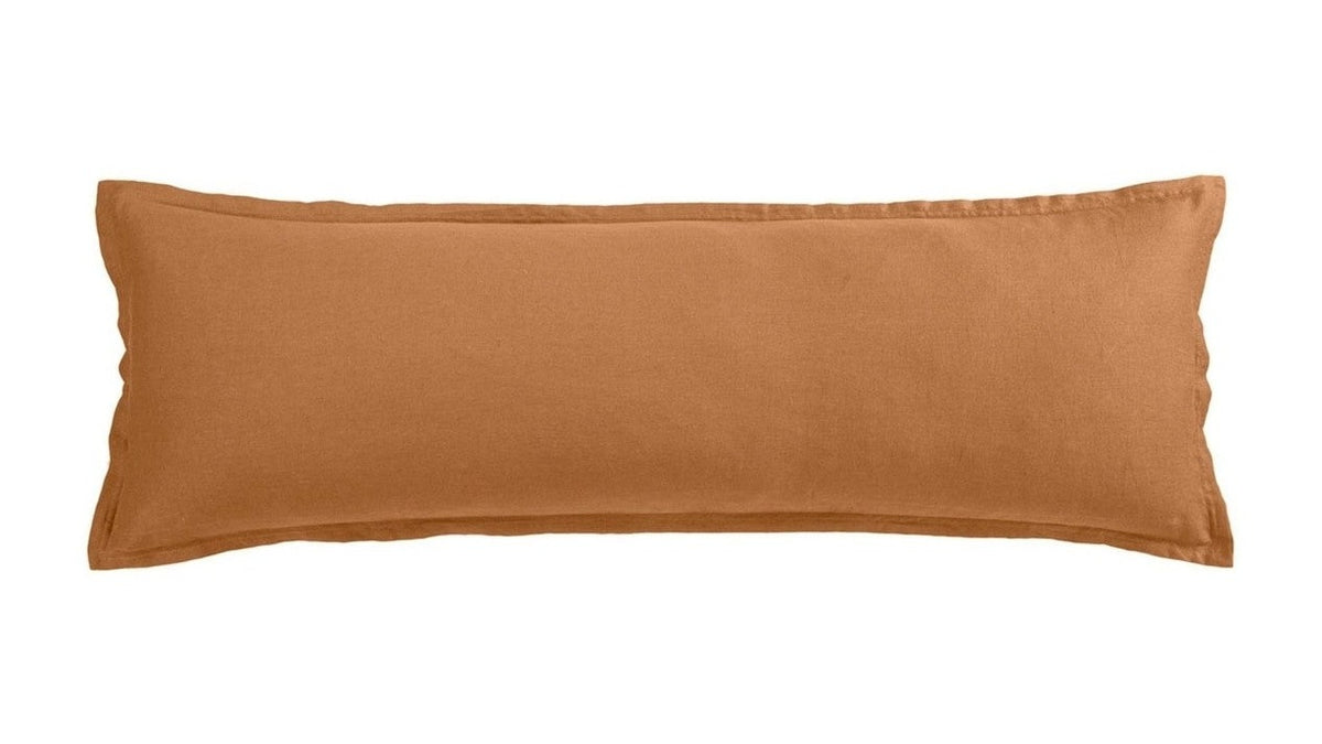 100% French Flax Linen - Long Lumbar Pillow - Caramel