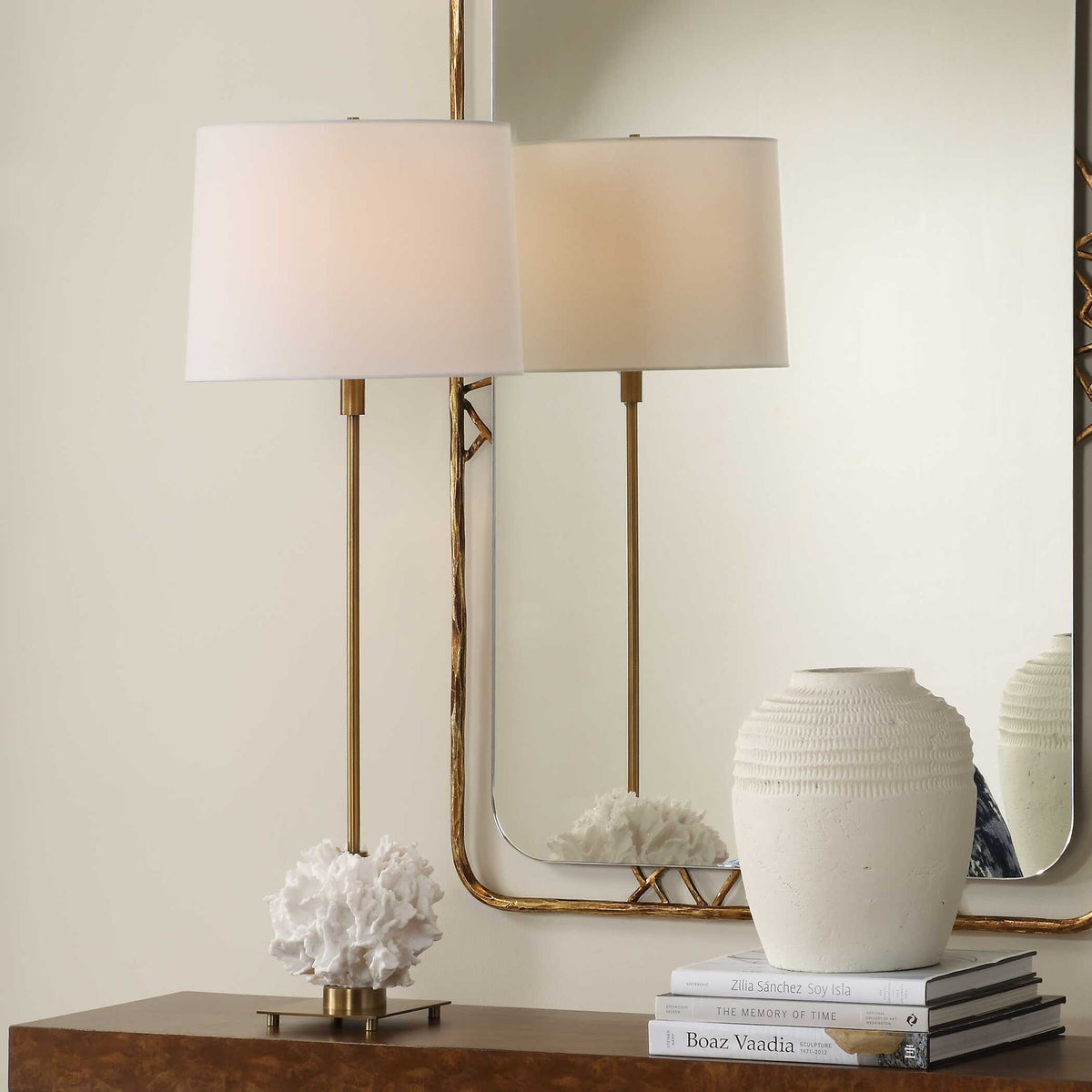 Caronia - Coral Buffet Lamp - Brass / Gold / White