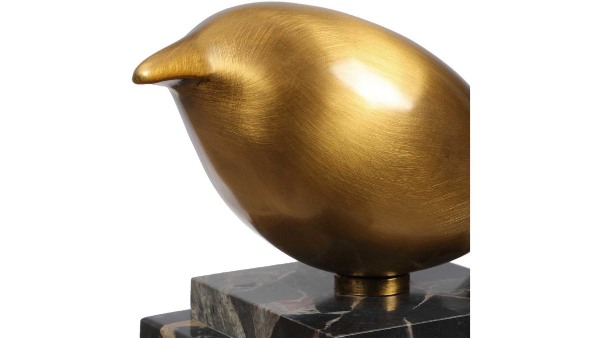 Golden Finch - Bird Figurines Set of 2 - Black / Brass