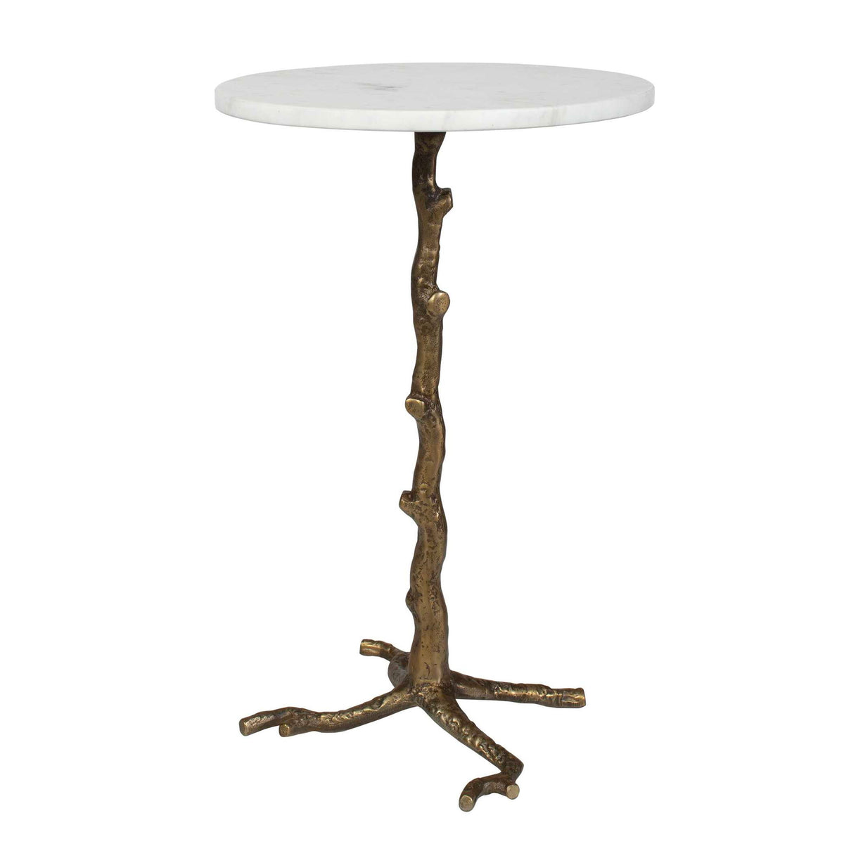 Calais - Marble Accent Table - Brass / White