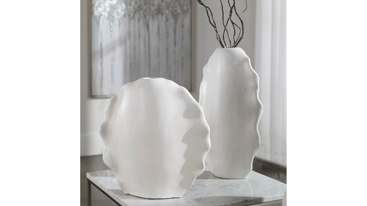 Ruffled Feathers - Modern Vases (Set of 2) - White