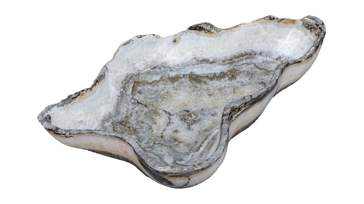 Lunara - Indoor-Outdoor Stone Bowl - Gray / White