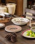 Aztec Bear - Melamine Dinnerware Set (Set of 14), 2 Per Carton - Brown / Red