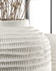 Luna - Ridge Ceramic Vases (Set of 2) - White