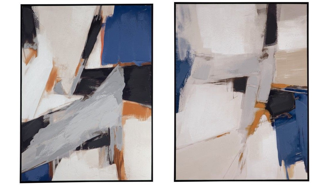 Denisa II Framed Canvas - Beige / Blue
