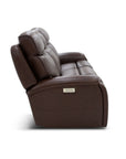 Walker - Power Reclining Sofa With Console, Power Headrest & Lumbar - Dark Brown