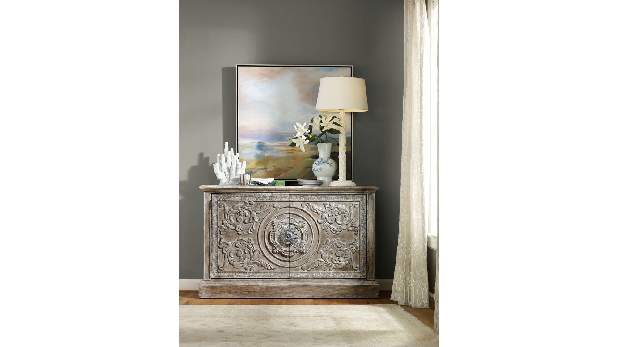 True Vintage - Melange 2-Door Accent Console - Dark Gray
