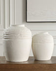 Luna - Ridge Ceramic Vases (Set of 2) - White