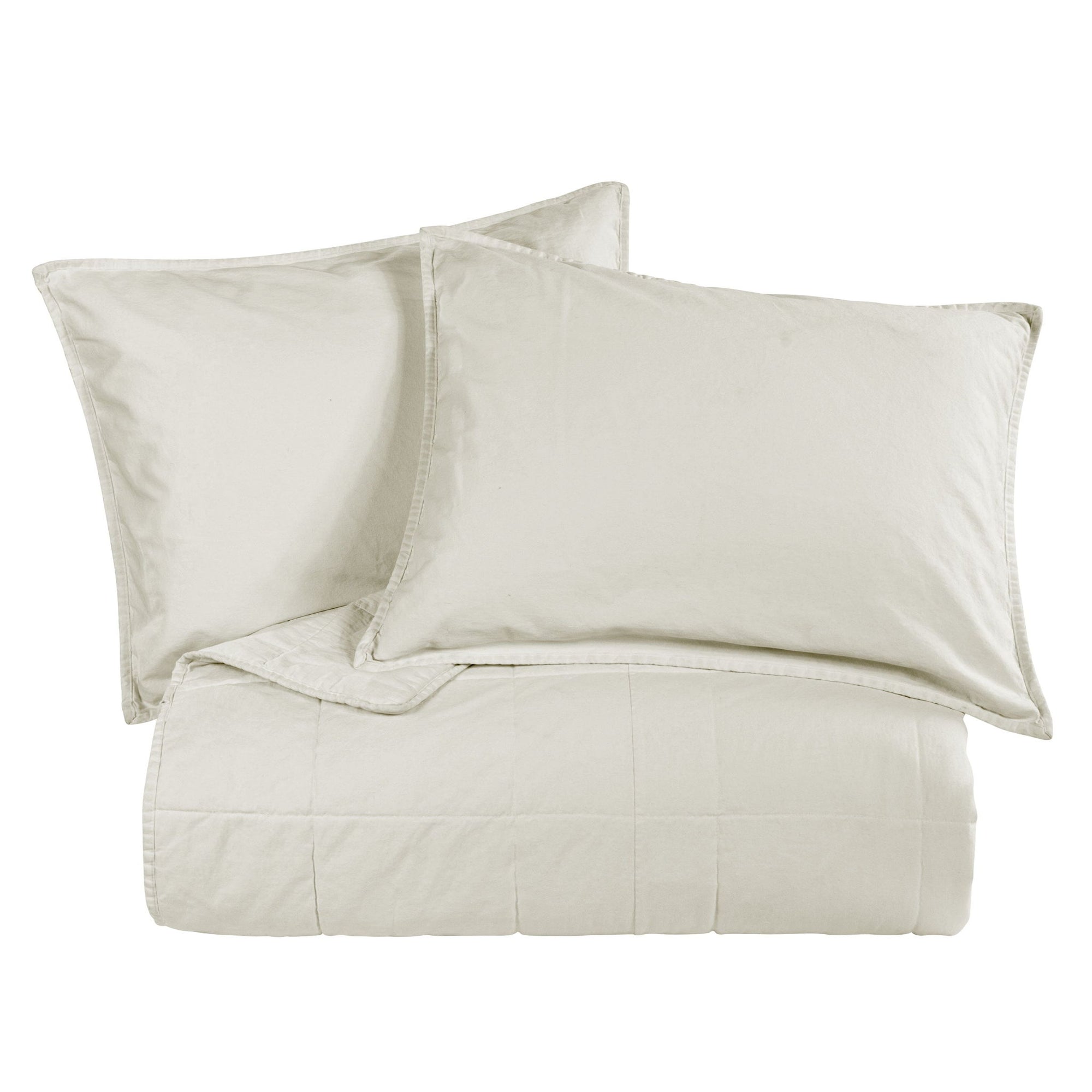Cotton Canvas - Twin Stonewashed Coverlet Set (Set of 2) - Natural
