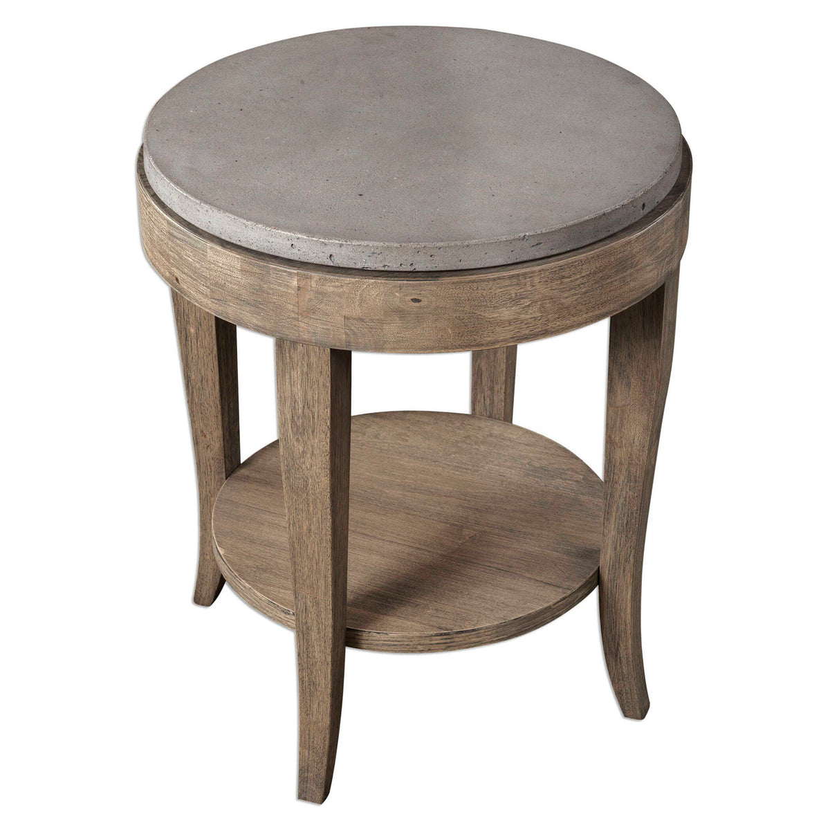 Deka - Round Side Table - Gray &amp; Light Brown