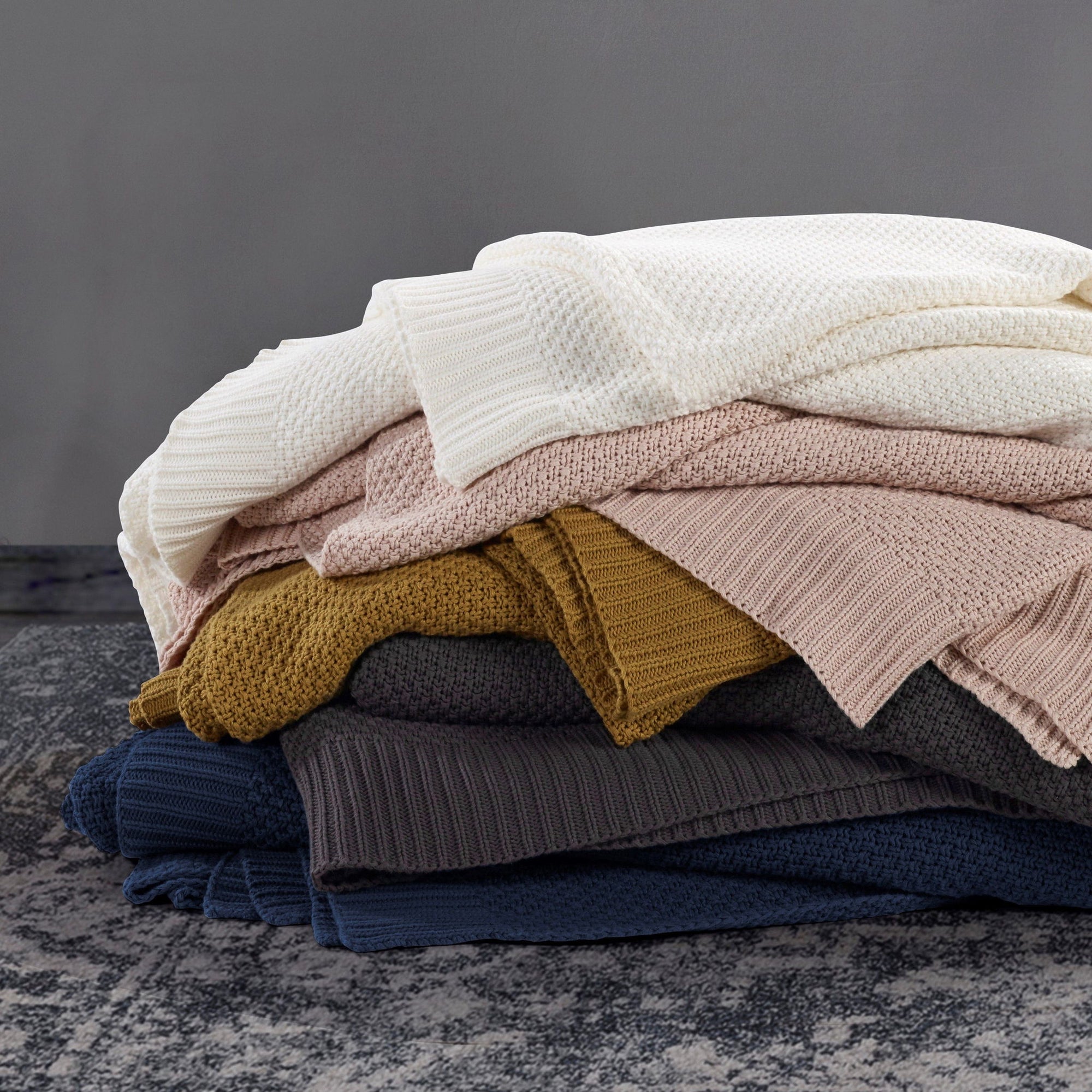 Cotton Knit - Full/Queen Blanket - Light Blue
