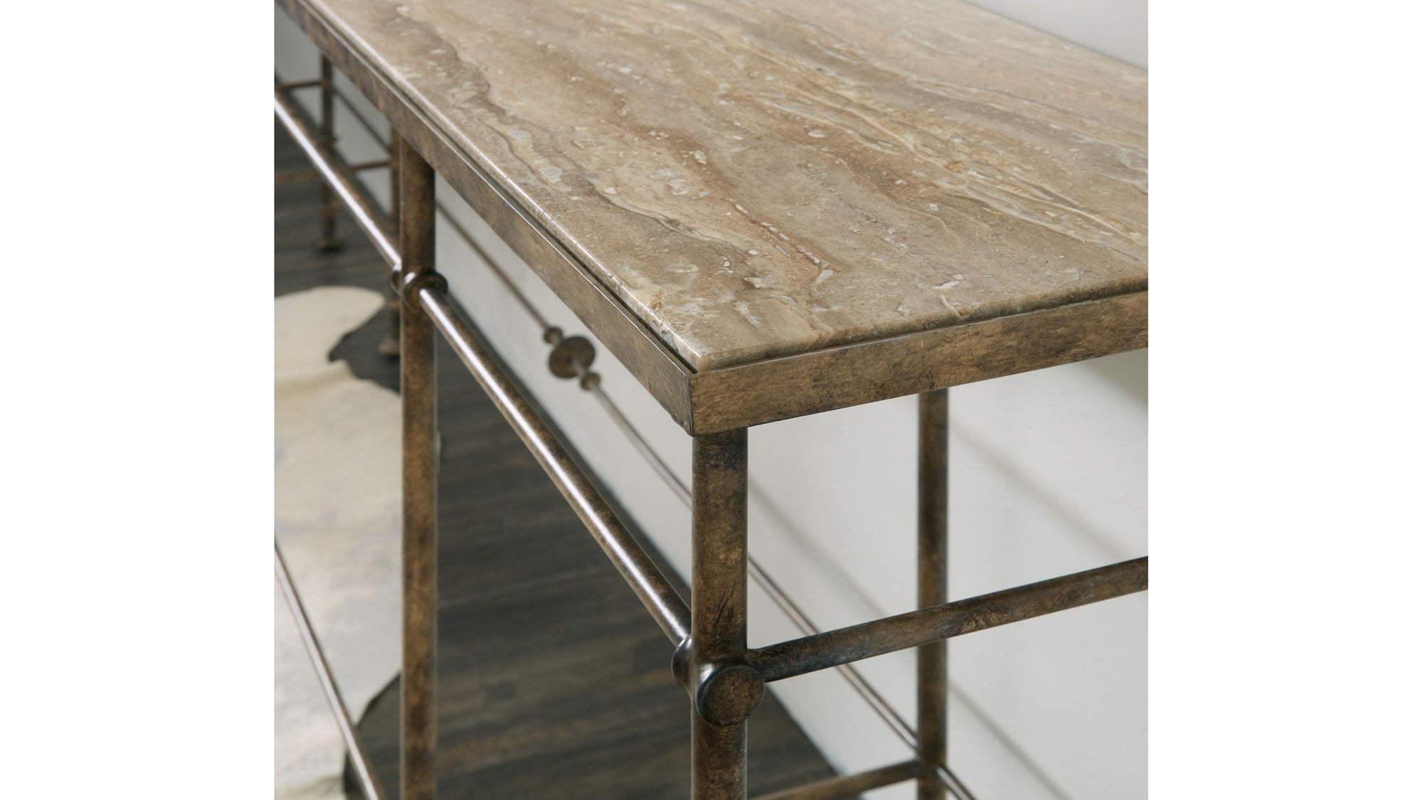 La Grange - St. James Metal And Stone Console - Dark Brown
