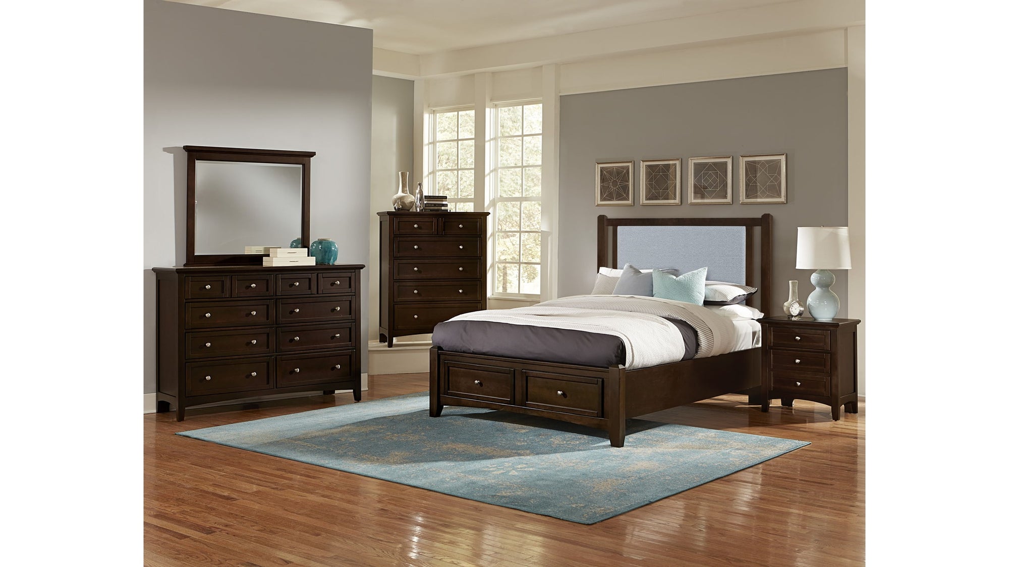 Bonanza - Ocean Blue Linen Upholstered Bed With Storage Footboard