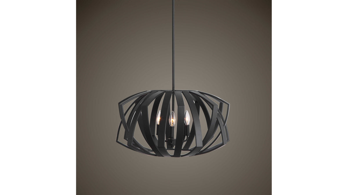 Thales - Geometric 3 Light Pendant - Black