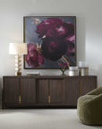Plum Ranculus - Framed Floral Art - Black / Gold / Gray / Green / Pink / Purple / Red / White / Yellow