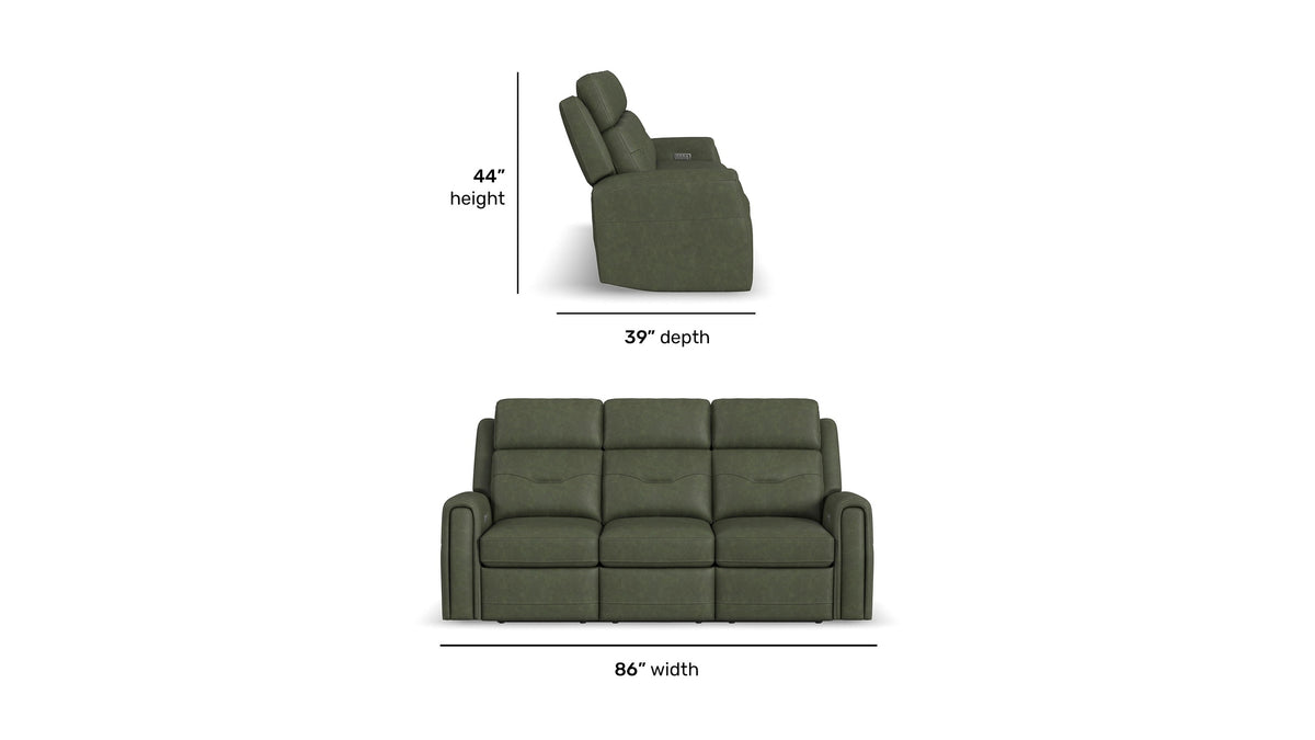 Felix - Power Reclining Sofa With Power Headrest, Lumbar, Heat &amp; Massage