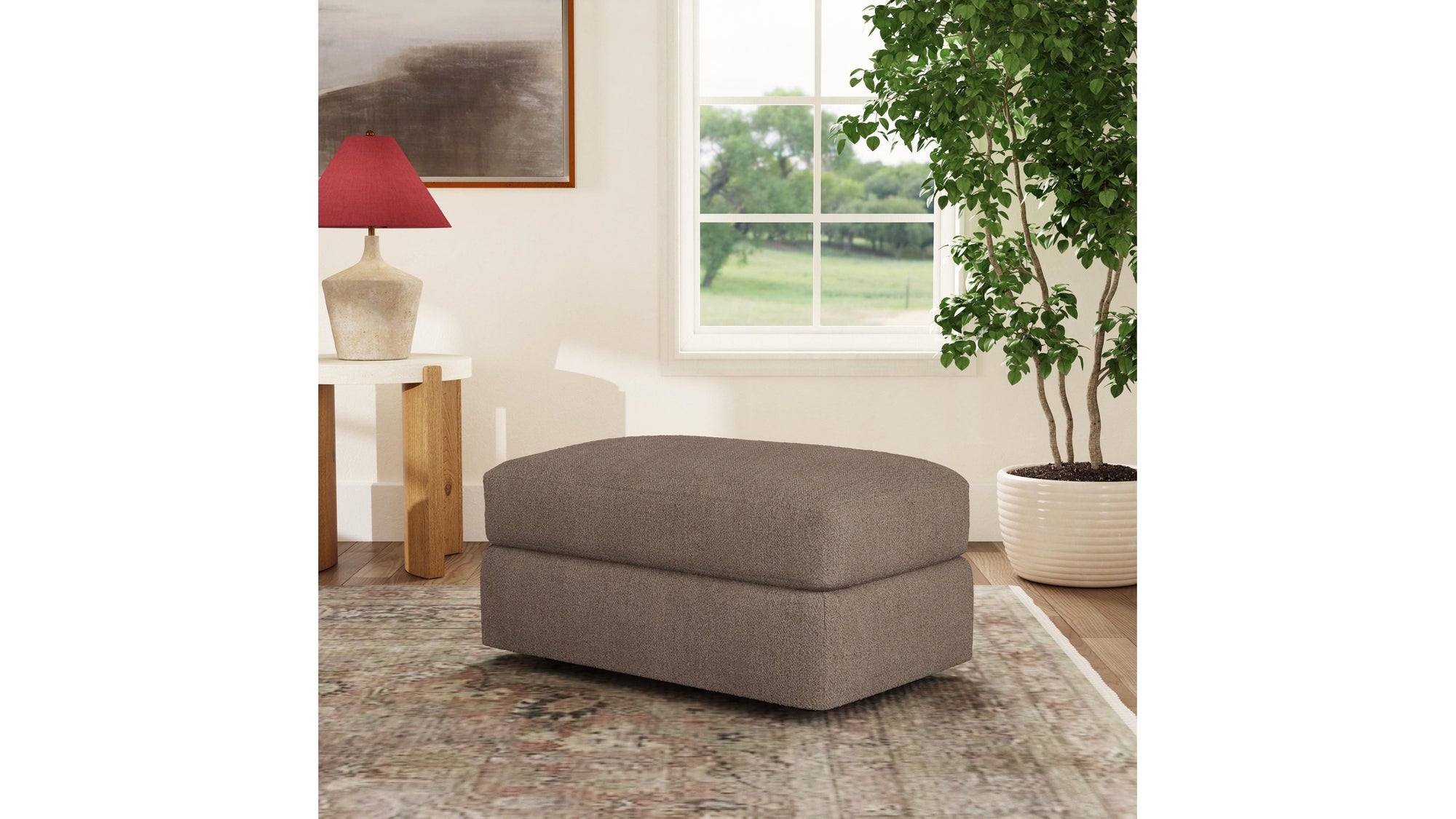 Chevy - Fabric Ottoman Pouf - Brown