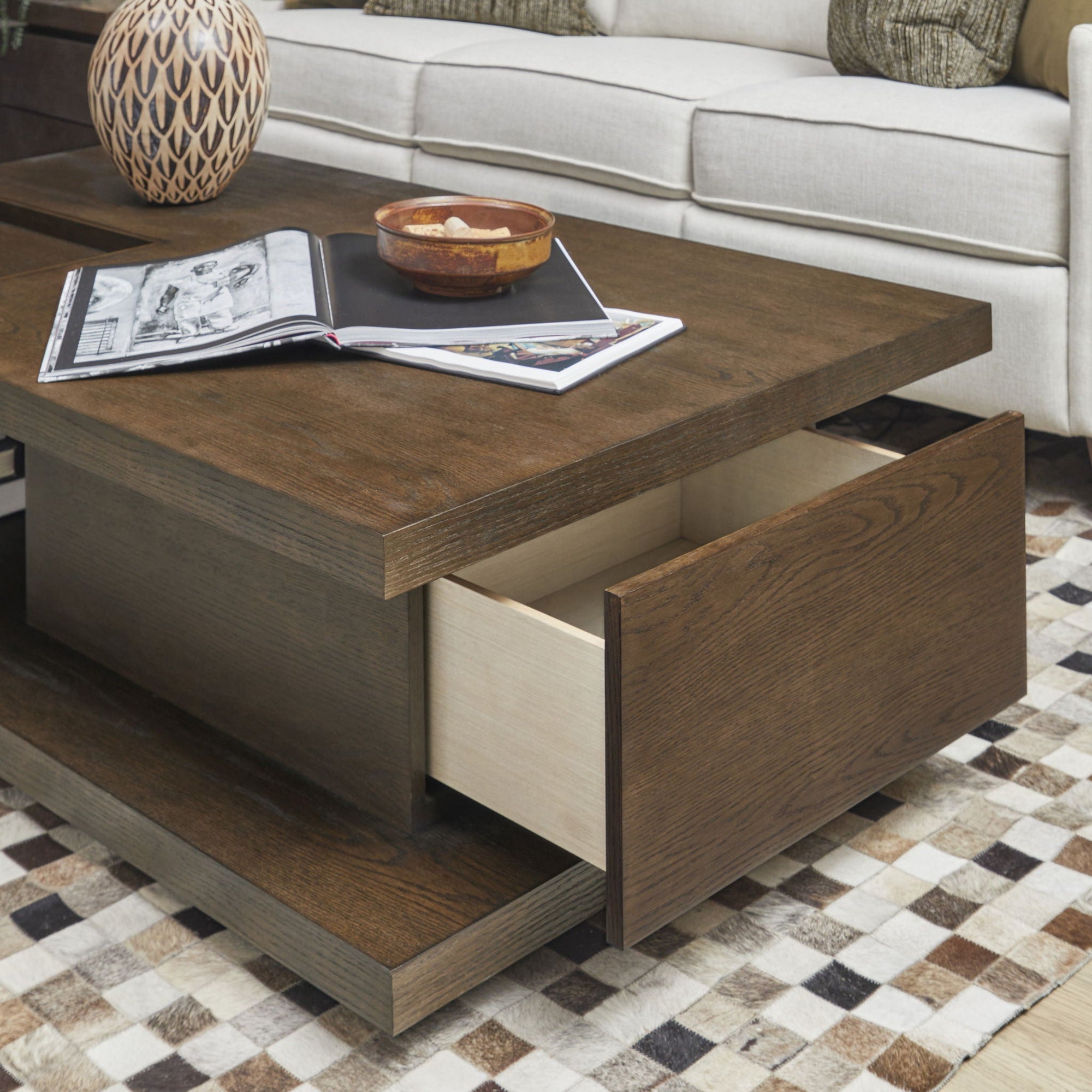 Athens - Rectangular Coffee Table With Casters - Chocolate Brown