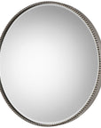 Stefania - Beaded Round Mirror - Silver