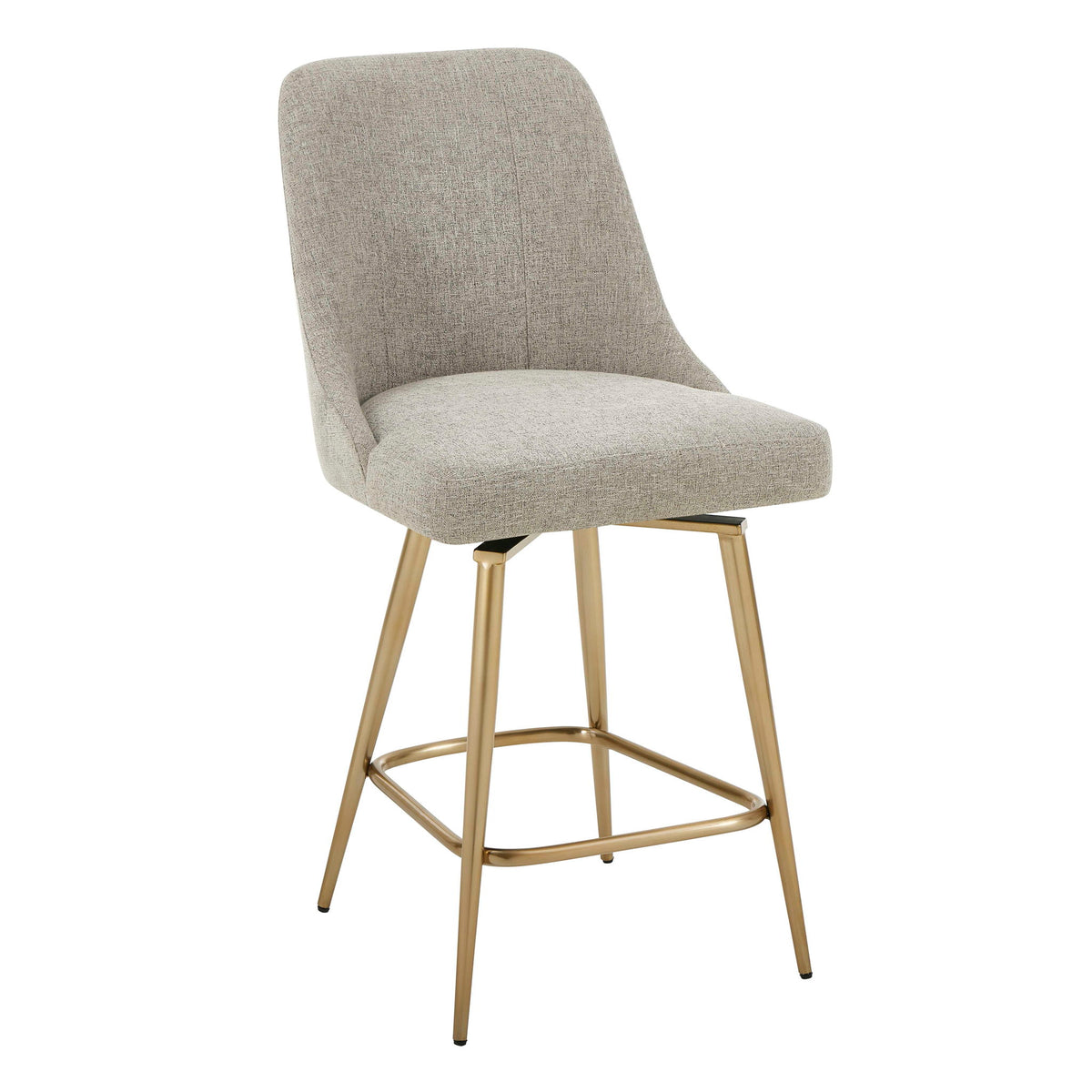 Bramwell - Upholstered Counter Stool - Gray / Gold