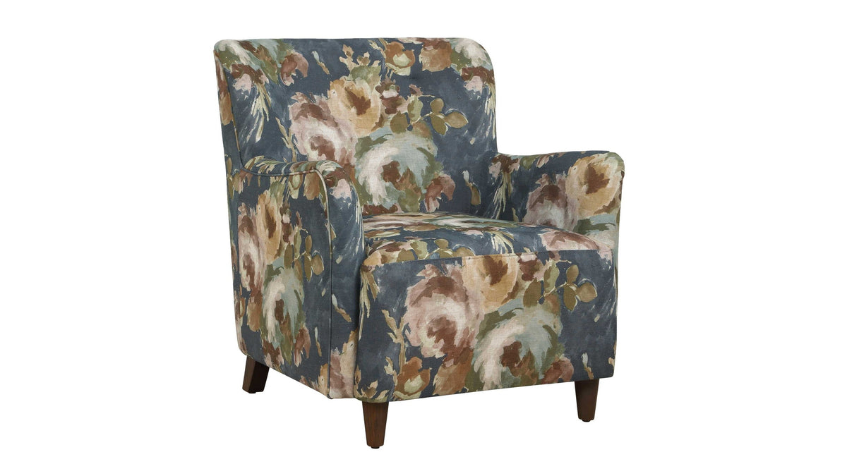Lainey - Floral Upholstered Armchair - Blue