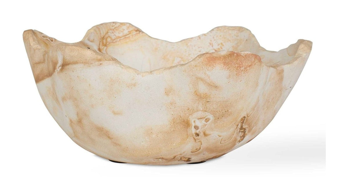 Sahara - Bloom Indoor-Outdoor Stone Bowl - Russet / Ivory / Sand
