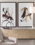 Burgundy Interjection - Abstract Prints (Set of 2) - Dark Brown