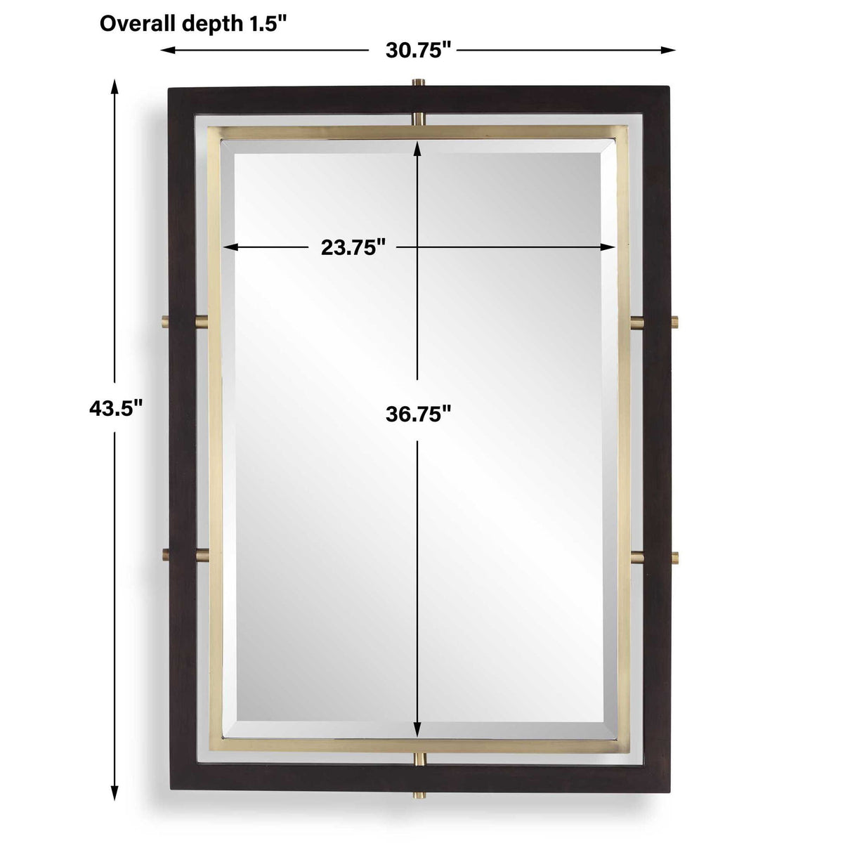 Bach - Rectangle Mirror - Walnut &amp; Brass
