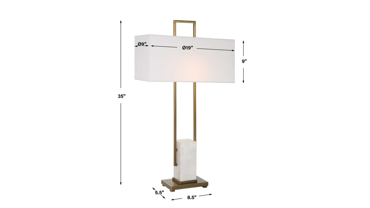 Column - White Marble Table Lamp