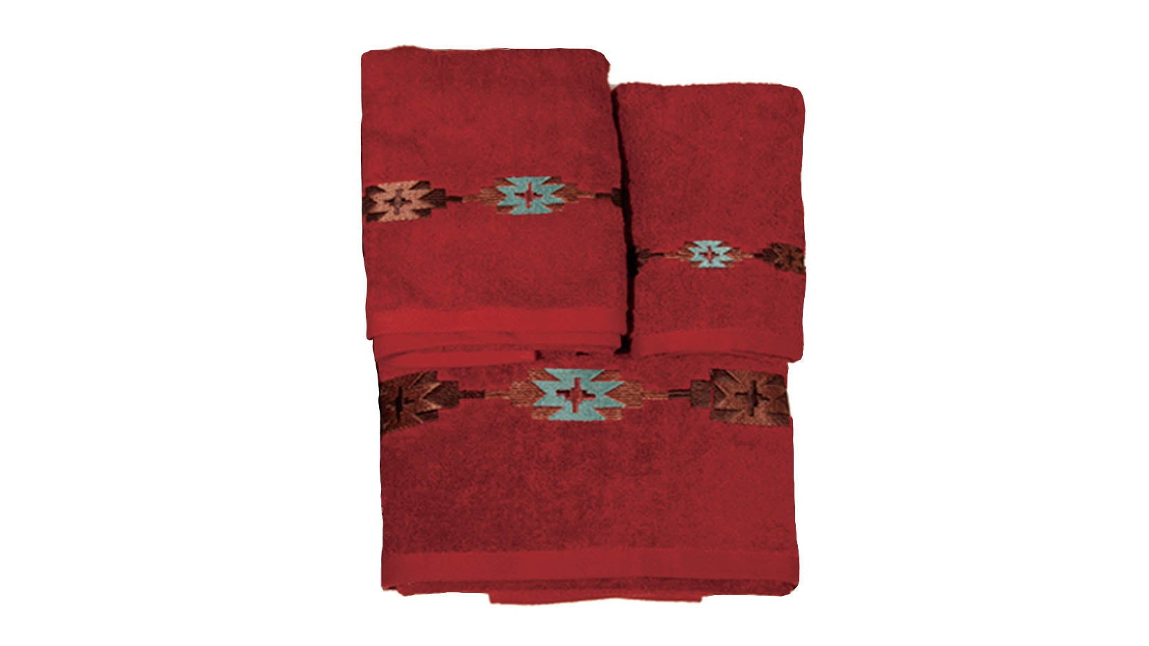 Socorro - Embroidered Towel Set Set of 3 , 2 Per Carton - Red