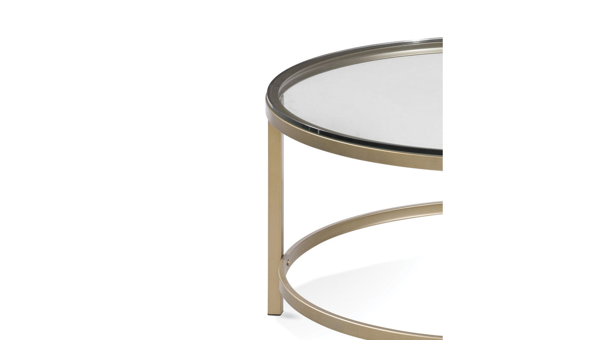 Anderson - Round Cocktail Table With Ottoman - Antique Gold
