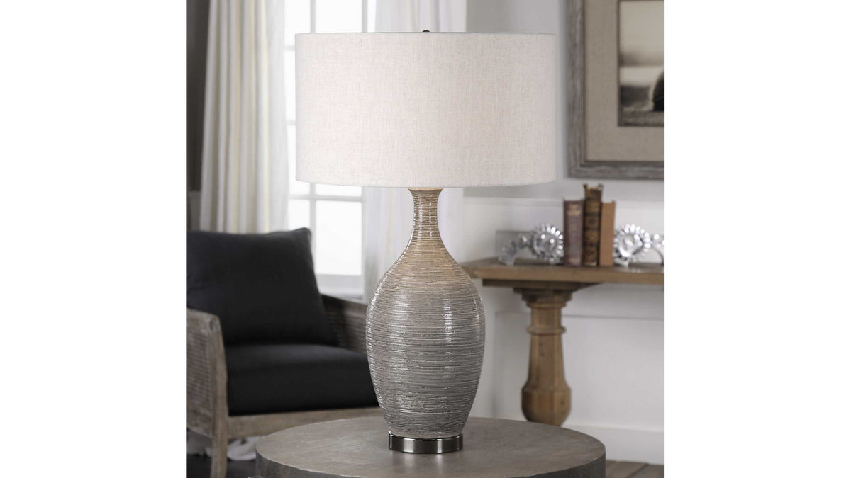 Dinah - Textured Table Lamp - Gray