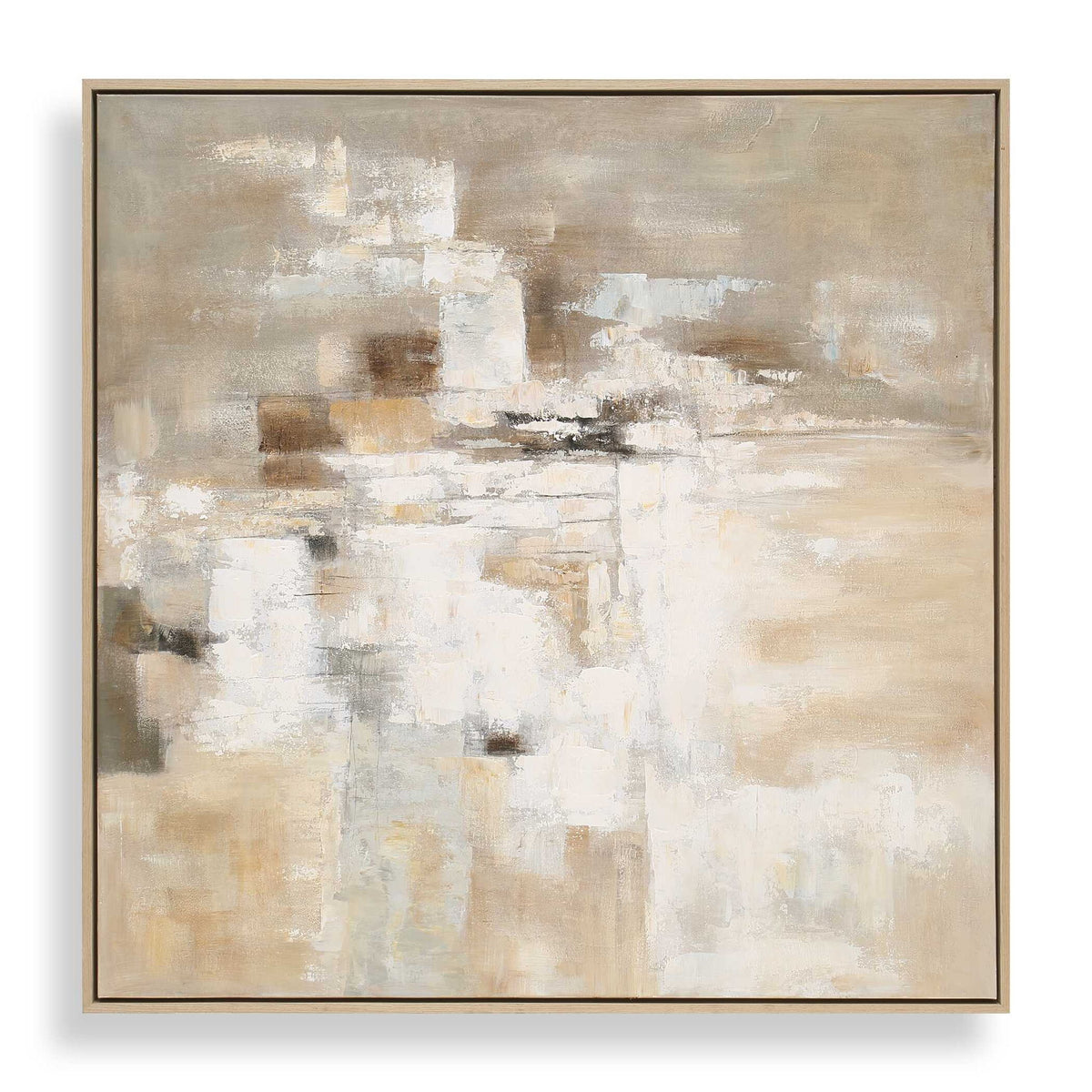 Time To Time - Hand Painted Abstract Art - Black / Brown / Gray / White / Woodtone