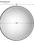 Stefania - Beaded Round Mirror - Silver