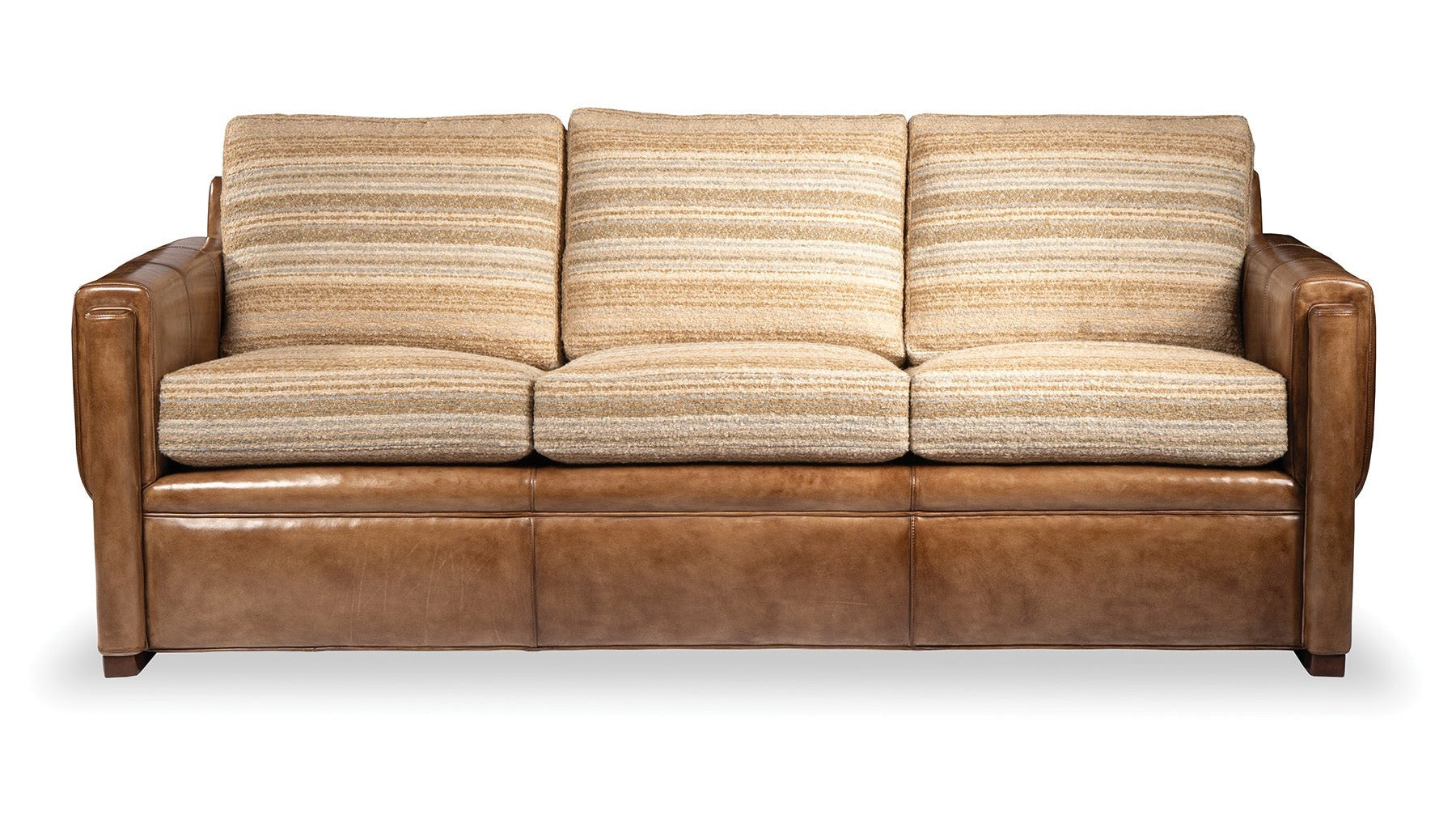 Garrison Fabric/Leather Sofa with Padded Overlay Arms